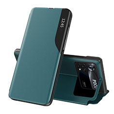 Custodia Portafoglio In Pelle Cover con Supporto Q02H per Xiaomi Poco X4 Pro 5G Verde