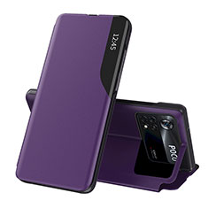 Custodia Portafoglio In Pelle Cover con Supporto Q02H per Xiaomi Poco X4 Pro 5G Viola