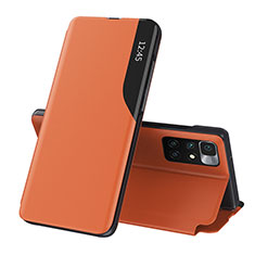 Custodia Portafoglio In Pelle Cover con Supporto Q02H per Xiaomi Redmi 10 4G Arancione