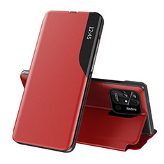 Custodia Portafoglio In Pelle Cover con Supporto Q02H per Xiaomi Redmi 10C 4G Rosso