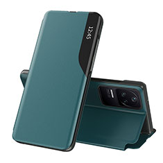 Custodia Portafoglio In Pelle Cover con Supporto Q03H per Xiaomi Poco F4 5G Verde