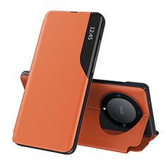 Custodia Portafoglio In Pelle Cover con Supporto QH1 per Huawei Honor Magic6 Lite 5G Arancione