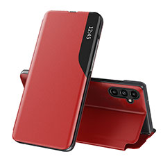 Custodia Portafoglio In Pelle Cover con Supporto QH1 per Samsung Galaxy A14 4G Rosso