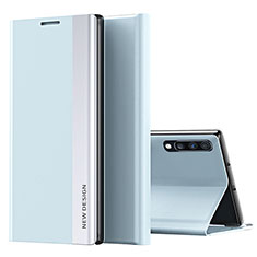 Custodia Portafoglio In Pelle Cover con Supporto QH1 per Samsung Galaxy A70 Azzurro