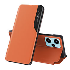 Custodia Portafoglio In Pelle Cover con Supporto QH1 per Xiaomi Poco F5 5G Arancione