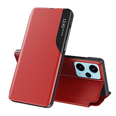 Custodia Portafoglio In Pelle Cover con Supporto QH1 per Xiaomi Poco F5 5G Rosso