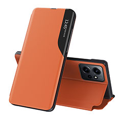 Custodia Portafoglio In Pelle Cover con Supporto QH1 per Xiaomi Redmi Note 12 4G Arancione