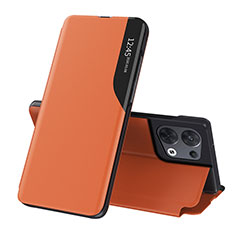 Custodia Portafoglio In Pelle Cover con Supporto QH1 per Xiaomi Redmi Note 13 5G Arancione