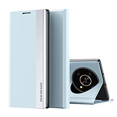 Custodia Portafoglio In Pelle Cover con Supporto QH2 per Huawei Honor X9 5G Cielo Blu