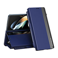 Custodia Portafoglio In Pelle Cover con Supporto QH2 per Samsung Galaxy Z Fold5 5G Blu
