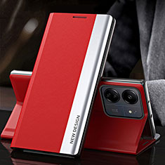 Custodia Portafoglio In Pelle Cover con Supporto QH2 per Xiaomi Poco C65 Rosso