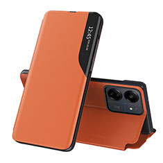 Custodia Portafoglio In Pelle Cover con Supporto QH3 per Xiaomi Redmi 13C Arancione