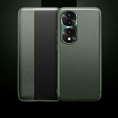 Custodia Portafoglio In Pelle Cover con Supporto QK1 per Huawei Honor 70 Pro+ Plus 5G Verde Militare