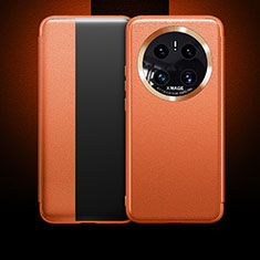 Custodia Portafoglio In Pelle Cover con Supporto QK1 per Huawei Mate 50 Arancione