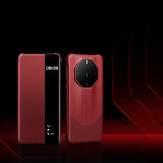 Custodia Portafoglio In Pelle Cover con Supporto QK1 per Huawei Mate 60 RS Ultimate Rosso