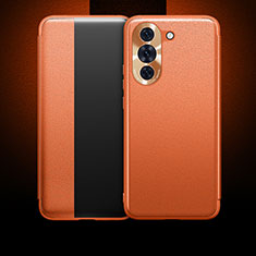 Custodia Portafoglio In Pelle Cover con Supporto QK1 per Huawei Nova 10 Pro Arancione