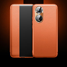 Custodia Portafoglio In Pelle Cover con Supporto QK1 per Huawei Nova 9 Arancione