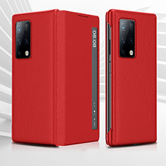 Custodia Portafoglio In Pelle Cover con Supporto QK2 per Huawei Mate X2 Rosso