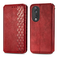 Custodia Portafoglio In Pelle Cover con Supporto S01D per Huawei Honor 90 5G Rosso