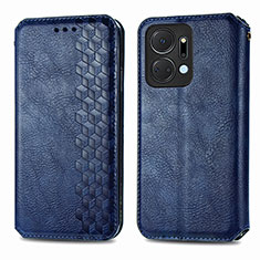 Custodia Portafoglio In Pelle Cover con Supporto S01D per Huawei Honor X7a Blu