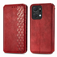 Custodia Portafoglio In Pelle Cover con Supporto S01D per Huawei Honor X7a Rosso