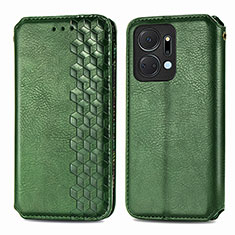 Custodia Portafoglio In Pelle Cover con Supporto S01D per Huawei Honor X7a Verde