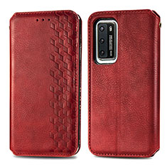 Custodia Portafoglio In Pelle Cover con Supporto S01D per Huawei P40 Rosso