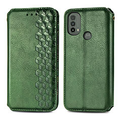 Custodia Portafoglio In Pelle Cover con Supporto S01D per Motorola Moto E30 Verde