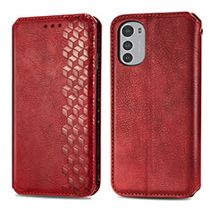 Custodia Portafoglio In Pelle Cover con Supporto S01D per Motorola Moto E32s Rosso