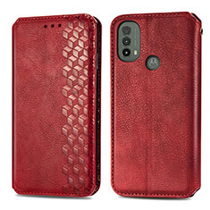 Custodia Portafoglio In Pelle Cover con Supporto S01D per Motorola Moto E40 Rosso