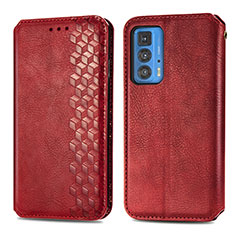 Custodia Portafoglio In Pelle Cover con Supporto S01D per Motorola Moto Edge 20 Pro 5G Rosso