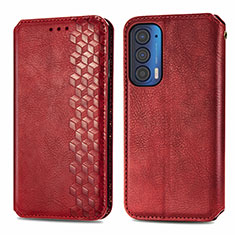 Custodia Portafoglio In Pelle Cover con Supporto S01D per Motorola Moto Edge (2021) 5G Rosso