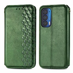 Custodia Portafoglio In Pelle Cover con Supporto S01D per Motorola Moto Edge (2021) 5G Verde