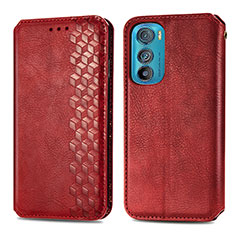 Custodia Portafoglio In Pelle Cover con Supporto S01D per Motorola Moto Edge 30 5G Rosso