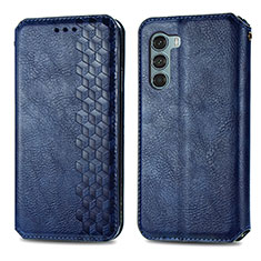 Custodia Portafoglio In Pelle Cover con Supporto S01D per Motorola Moto Edge S30 5G Blu