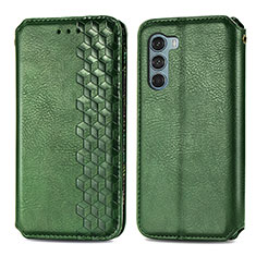 Custodia Portafoglio In Pelle Cover con Supporto S01D per Motorola Moto G200 5G Verde