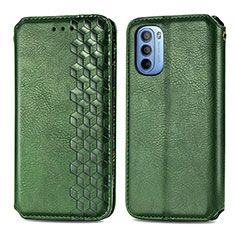 Custodia Portafoglio In Pelle Cover con Supporto S01D per Motorola Moto G31 Verde