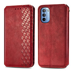 Custodia Portafoglio In Pelle Cover con Supporto S01D per Motorola Moto G41 Rosso