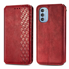 Custodia Portafoglio In Pelle Cover con Supporto S01D per Motorola Moto G51 5G Rosso