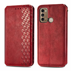Custodia Portafoglio In Pelle Cover con Supporto S01D per Motorola Moto G60 Rosso