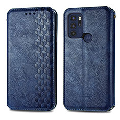 Custodia Portafoglio In Pelle Cover con Supporto S01D per Motorola Moto G60s Blu