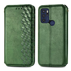 Custodia Portafoglio In Pelle Cover con Supporto S01D per Motorola Moto G60s Verde