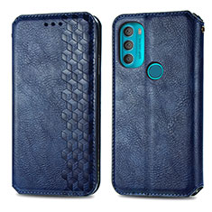 Custodia Portafoglio In Pelle Cover con Supporto S01D per Motorola Moto G71 5G Blu