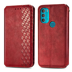 Custodia Portafoglio In Pelle Cover con Supporto S01D per Motorola Moto G71 5G Rosso