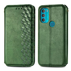 Custodia Portafoglio In Pelle Cover con Supporto S01D per Motorola Moto G71 5G Verde