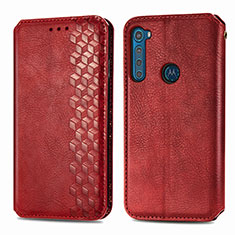 Custodia Portafoglio In Pelle Cover con Supporto S01D per Motorola Moto One Fusion Plus Rosso
