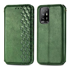 Custodia Portafoglio In Pelle Cover con Supporto S01D per Oppo F19 Pro+ Plus 5G Verde