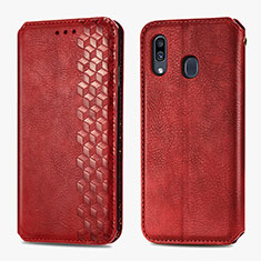 Custodia Portafoglio In Pelle Cover con Supporto S01D per Samsung Galaxy A20 Rosso