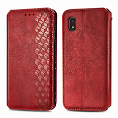 Custodia Portafoglio In Pelle Cover con Supporto S01D per Samsung Galaxy A21 SC-42A Rosso