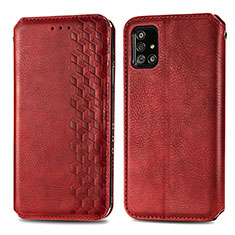 Custodia Portafoglio In Pelle Cover con Supporto S01D per Samsung Galaxy A51 4G Rosso